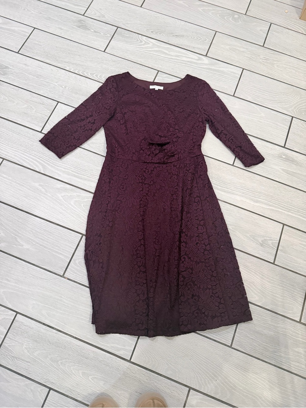 Sandra Darren Plum Lace Midi Dress